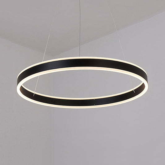Black/Brown Ring Ceiling Pendant Contemporary 2/3/4 Lights Acrylic LED Chandelier in Warm/White Light 1 Black Warm Clearhalo 'Ceiling Lights' 'Chandeliers' 'Modern Chandeliers' 'Modern' Lighting' 113263