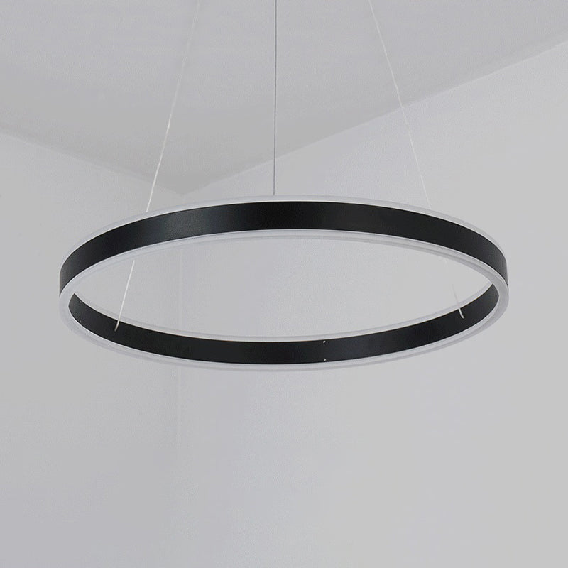 Black/Brown Ring Ceiling Pendant Contemporary 2/3/4 Lights Acrylic LED Chandelier in Warm/White Light 1 Black White Clearhalo 'Ceiling Lights' 'Chandeliers' 'Modern Chandeliers' 'Modern' Lighting' 113264
