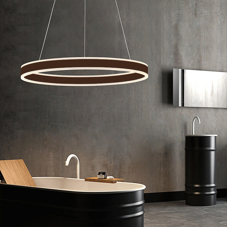Black/Brown Ring Ceiling Pendant Contemporary 2/3/4 Lights Acrylic LED Chandelier in Warm/White Light Clearhalo 'Ceiling Lights' 'Chandeliers' 'Modern Chandeliers' 'Modern' Lighting' 113272