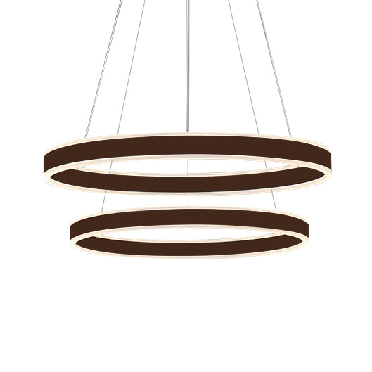 Black/Brown Ring Ceiling Pendant Contemporary 2/3/4 Lights Acrylic LED Chandelier in Warm/White Light 2 Brown Clearhalo 'Ceiling Lights' 'Chandeliers' 'Modern Chandeliers' 'Modern' Lighting' 113274
