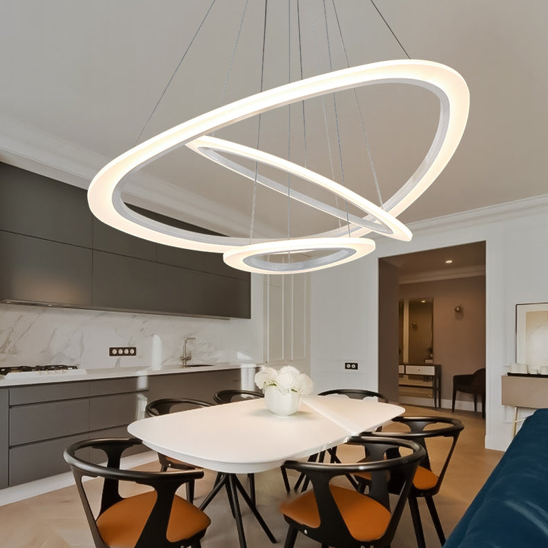 Acrylic Triangle Chandelier Lighting Fixture Modern LED 1/2/3-Head Ceiling Pendant in Warm/White Light Clearhalo 'Ceiling Lights' 'Chandeliers' 'Modern Chandeliers' 'Modern' Lighting' 113291
