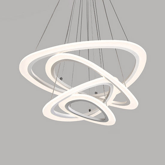 Acrylic Triangle Chandelier Lighting Fixture Modern LED 1/2/3-Head Ceiling Pendant in Warm/White Light 4 White Clearhalo 'Ceiling Lights' 'Chandeliers' 'Modern Chandeliers' 'Modern' Lighting' 113301