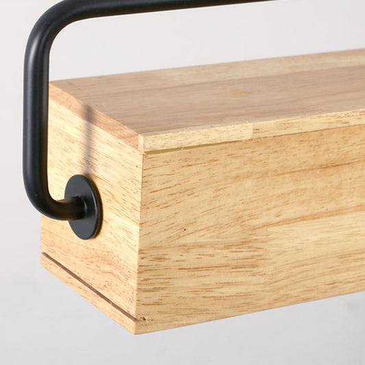 28"/35.5" Wide Modern Rectangular Wood Ceiling Chandelier 1-Head LED Drop Pendant Light in Warm/White Light Clearhalo 'Ceiling Lights' 'Chandeliers' Lighting' options 113345