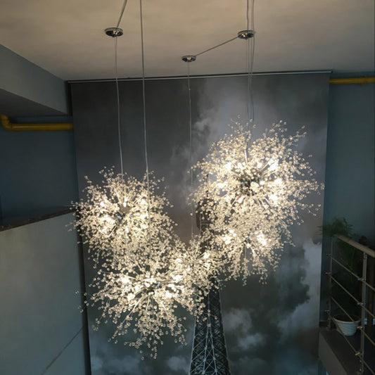 8/12 Lights Indoor Ceiling Fixture with Firework Crystal Shade Contemporary Clear Chandelier Lighting Clearhalo 'Ceiling Lights' 'Chandeliers' 'Clear' 'Industrial' 'Modern Chandeliers' 'Modern' 'Tiffany' 'Traditional Chandeliers' Lighting' 113519
