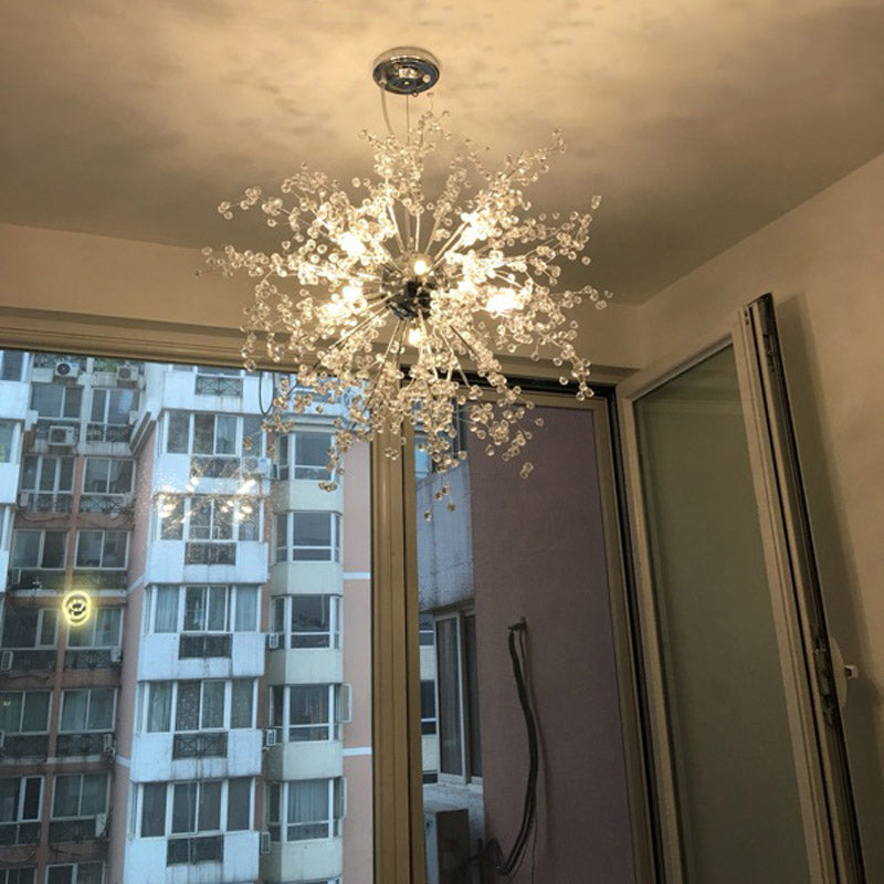 8/12 Lights Indoor Ceiling Fixture with Firework Crystal Shade Contemporary Clear Chandelier Lighting Clearhalo 'Ceiling Lights' 'Chandeliers' 'Clear' 'Industrial' 'Modern Chandeliers' 'Modern' 'Tiffany' 'Traditional Chandeliers' Lighting' 113520