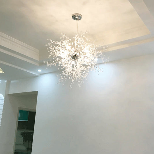 8/12 Lights Indoor Ceiling Fixture with Firework Crystal Shade Contemporary Clear Chandelier Lighting 8 Clear Clearhalo 'Ceiling Lights' 'Chandeliers' 'Clear' 'Industrial' 'Modern Chandeliers' 'Modern' 'Tiffany' 'Traditional Chandeliers' Lighting' 113521