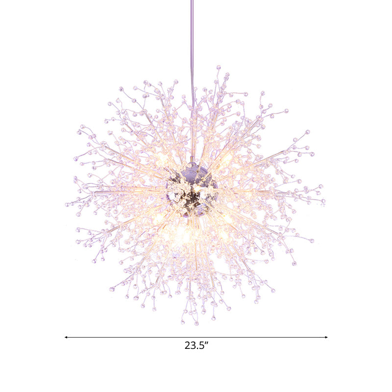 8/12 Lights Indoor Ceiling Fixture with Firework Crystal Shade Contemporary Clear Chandelier Lighting Clearhalo 'Ceiling Lights' 'Chandeliers' 'Clear' 'Industrial' 'Modern Chandeliers' 'Modern' 'Tiffany' 'Traditional Chandeliers' Lighting' 113522