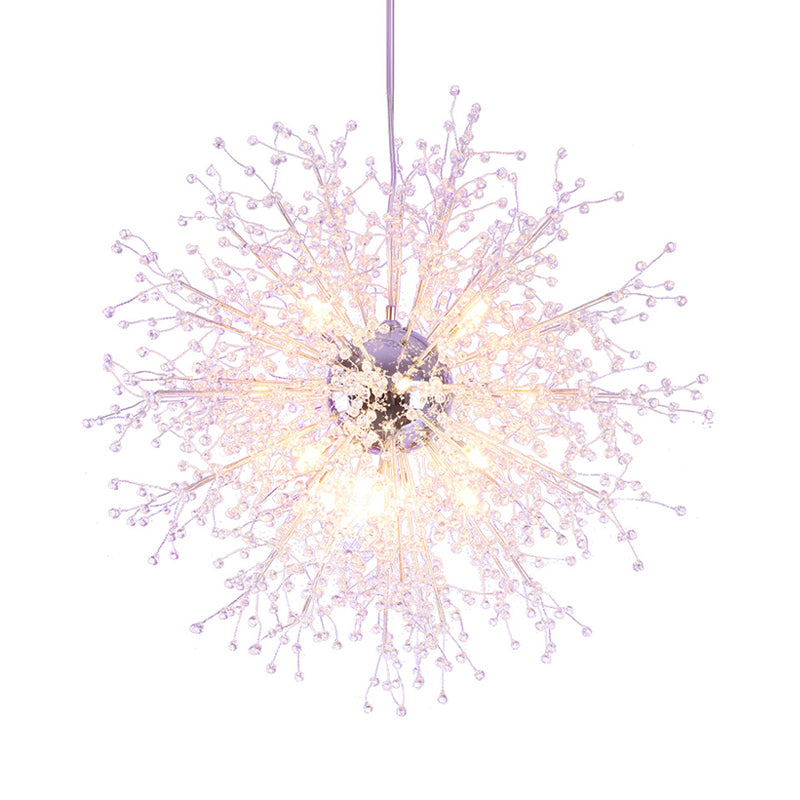 8/12 Lights Indoor Ceiling Fixture with Firework Crystal Shade Contemporary Clear Chandelier Lighting Clearhalo 'Ceiling Lights' 'Chandeliers' 'Clear' 'Industrial' 'Modern Chandeliers' 'Modern' 'Tiffany' 'Traditional Chandeliers' Lighting' 113524