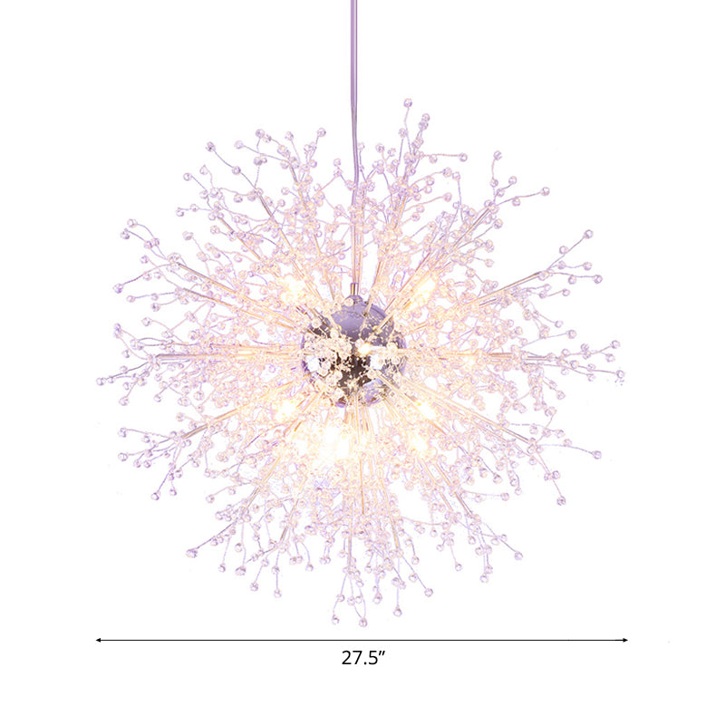 8/12 Lights Indoor Ceiling Fixture with Firework Crystal Shade Contemporary Clear Chandelier Lighting Clearhalo 'Ceiling Lights' 'Chandeliers' 'Clear' 'Industrial' 'Modern Chandeliers' 'Modern' 'Tiffany' 'Traditional Chandeliers' Lighting' 113525
