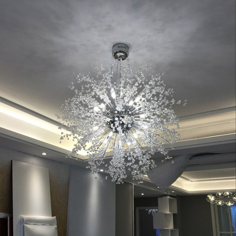 8/12 Lights Indoor Ceiling Fixture with Firework Crystal Shade Contemporary Clear Chandelier Lighting 16 Clear Clearhalo 'Ceiling Lights' 'Chandeliers' 'Clear' 'Industrial' 'Modern Chandeliers' 'Modern' 'Tiffany' 'Traditional Chandeliers' Lighting' 113526