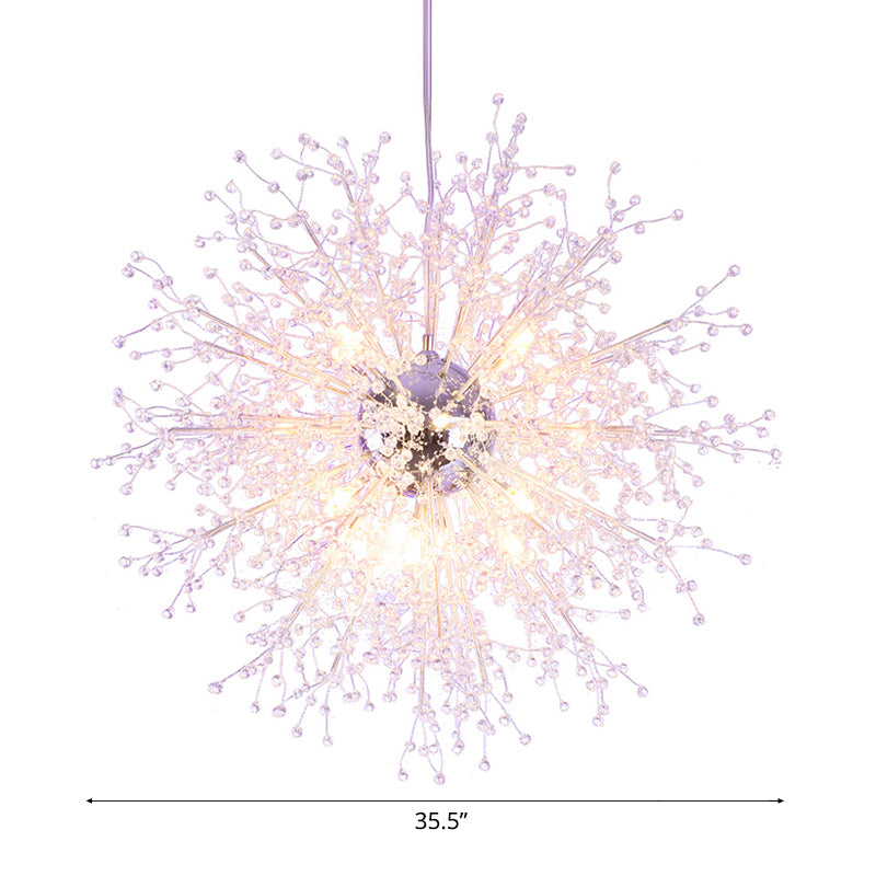 8/12 Lights Indoor Ceiling Fixture with Firework Crystal Shade Contemporary Clear Chandelier Lighting Clearhalo 'Ceiling Lights' 'Chandeliers' 'Clear' 'Industrial' 'Modern Chandeliers' 'Modern' 'Tiffany' 'Traditional Chandeliers' Lighting' 113527