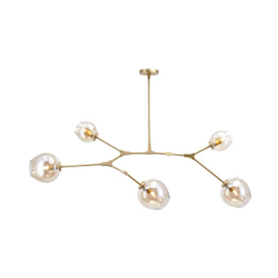 Bubble Chandelier Lighting Contemporary Glass 3/5 Heads Dining Room Adjustable Pendant Lamp in Black/Gold Finish Clearhalo 'Ceiling Lights' 'Chandeliers' 'Glass shade' 'Glass' 'Modern Chandeliers' 'Modern' Lighting' 113530