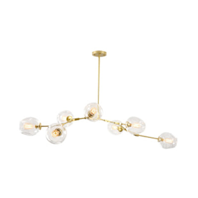 Bubble Chandelier Lighting Contemporary Glass 3/5 Heads Dining Room Adjustable Pendant Lamp in Black/Gold Finish Clearhalo 'Ceiling Lights' 'Chandeliers' 'Glass shade' 'Glass' 'Modern Chandeliers' 'Modern' Lighting' 113533