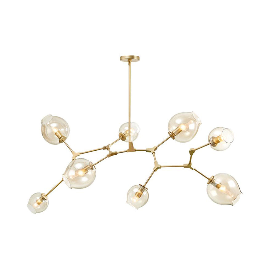 Bubble Chandelier Lighting Contemporary Glass 3/5 Heads Dining Room Adjustable Pendant Lamp in Black/Gold Finish 8 Gold Clearhalo 'Ceiling Lights' 'Chandeliers' 'Glass shade' 'Glass' 'Modern Chandeliers' 'Modern' Lighting' 113534