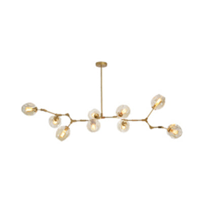 Bubble Chandelier Lighting Contemporary Glass 3/5 Heads Dining Room Adjustable Pendant Lamp in Black/Gold Finish 9 Gold Clearhalo 'Ceiling Lights' 'Chandeliers' 'Glass shade' 'Glass' 'Modern Chandeliers' 'Modern' Lighting' 113535