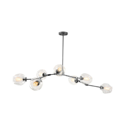 Bubble Chandelier Lighting Contemporary Glass 3/5 Heads Dining Room Adjustable Pendant Lamp in Black/Gold Finish Clearhalo 'Ceiling Lights' 'Chandeliers' 'Glass shade' 'Glass' 'Modern Chandeliers' 'Modern' Lighting' 113538