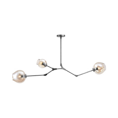 Bubble Chandelier Lighting Contemporary Glass 3/5 Heads Dining Room Adjustable Pendant Lamp in Black/Gold Finish 3 Black Clearhalo 'Ceiling Lights' 'Chandeliers' 'Glass shade' 'Glass' 'Modern Chandeliers' 'Modern' Lighting' 113539