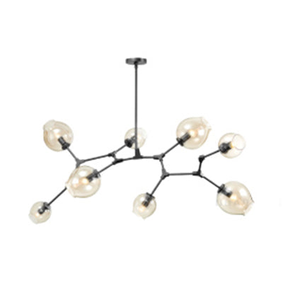Bubble Chandelier Lighting Contemporary Glass 3/5 Heads Dining Room Adjustable Pendant Lamp in Black/Gold Finish 8 Black Clearhalo 'Ceiling Lights' 'Chandeliers' 'Glass shade' 'Glass' 'Modern Chandeliers' 'Modern' Lighting' 113542