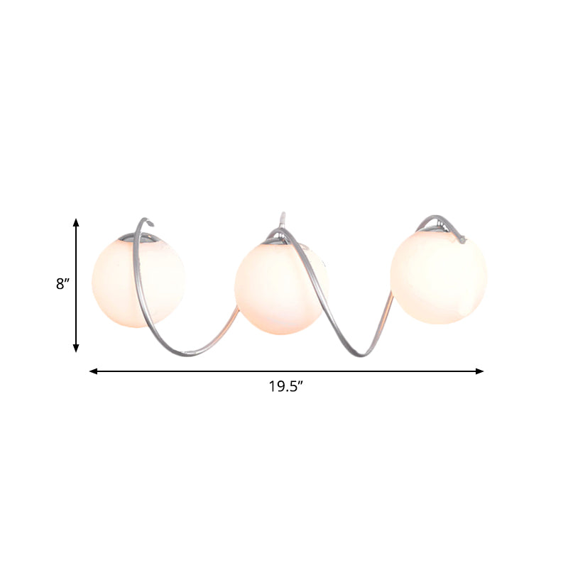 Modern Style Spiral Iron Cluster Pendant 3-Head Suspended Lighting Fixture with Globe White Glass Shade Clearhalo 'Ceiling Lights' 'Close To Ceiling Lights' 'Glass shade' 'Glass' 'Modern Pendants' 'Modern' 'Pendant Lights' 'Pendants' Lighting' 1135746