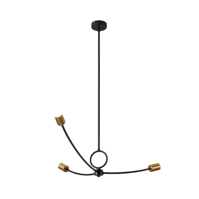 Minimalist Burst Ceiling Chandelier Metallic 3 Bulbs Dining Room Pendant Ceiling Light in Black/Gold Clearhalo 'Ceiling Lights' 'Chandeliers' 'Modern Chandeliers' 'Modern' Lighting' 1135766