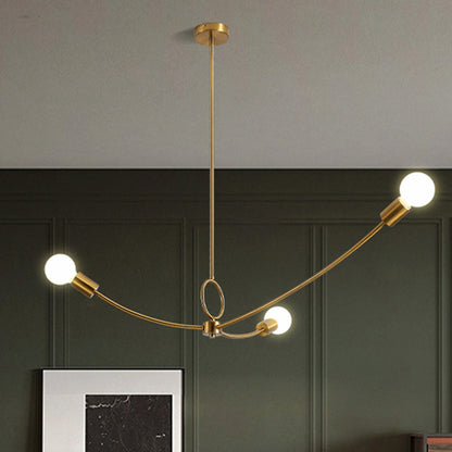 Minimalist Burst Ceiling Chandelier Metallic 3 Bulbs Dining Room Pendant Ceiling Light in Black/Gold Gold Clearhalo 'Ceiling Lights' 'Chandeliers' 'Modern Chandeliers' 'Modern' Lighting' 1135768