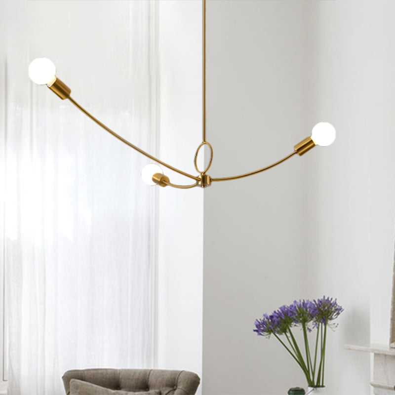 Minimalist Burst Ceiling Chandelier Metallic 3 Bulbs Dining Room Pendant Ceiling Light in Black/Gold Clearhalo 'Ceiling Lights' 'Chandeliers' 'Modern Chandeliers' 'Modern' Lighting' 1135770
