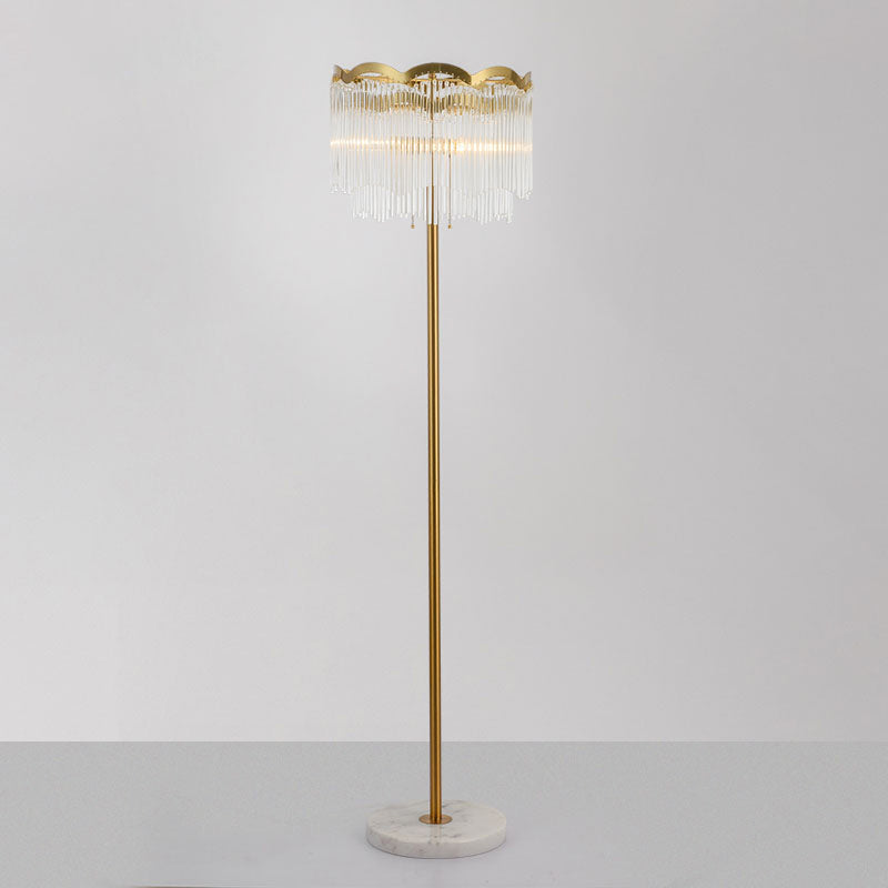 Waved Round Floor Lighting Post Modern Clear Glass Bar 3 Lights Gold Floor Lamp Clearhalo 'Floor Lamps' 'Lamps' Lighting' 1135887