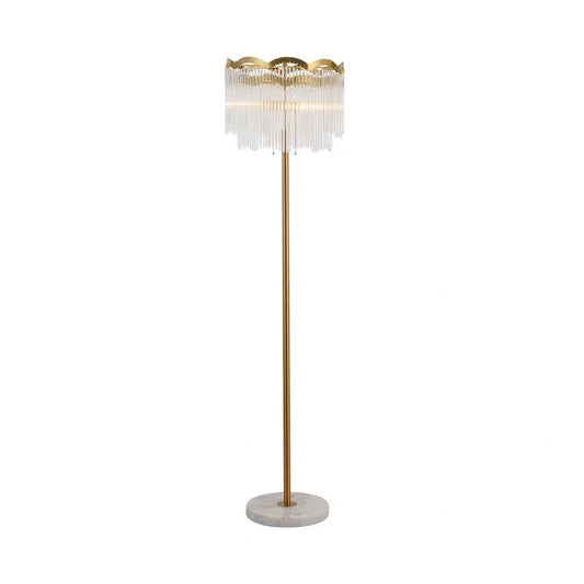 Waved Round Floor Lighting Post Modern Clear Glass Bar 3 Lights Gold Floor Lamp Clearhalo 'Floor Lamps' 'Lamps' Lighting' 1135888