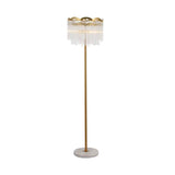 Waved Round Floor Lighting Post Modern Clear Glass Bar 3 Lights Gold Floor Lamp Clearhalo 'Floor Lamps' 'Lamps' Lighting' 1135888