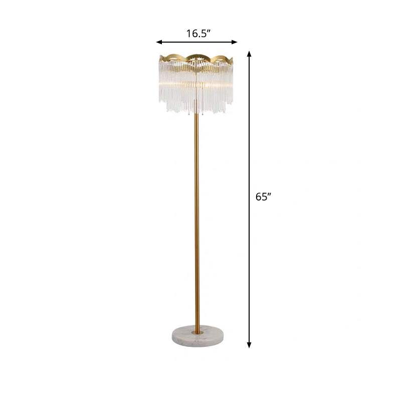 Waved Round Floor Lighting Post Modern Clear Glass Bar 3 Lights Gold Floor Lamp Clearhalo 'Floor Lamps' 'Lamps' Lighting' 1135889