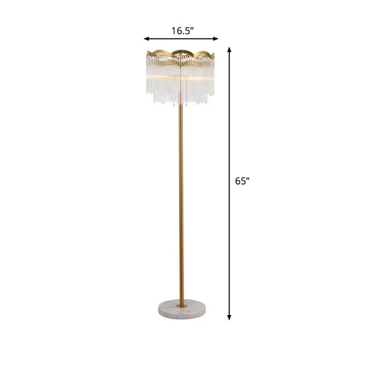 Waved Round Floor Lighting Post Modern Clear Glass Bar 3 Lights Gold Floor Lamp Clearhalo 'Floor Lamps' 'Lamps' Lighting' 1135889