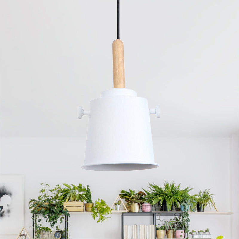 Vintage Stylish Bucket Pendant Light 1 Light Metallic Hanging Ceiling Light in Black/Grey for Dining Room Clearhalo 'Art Deco Pendants' 'Black' 'Cast Iron' 'Ceiling Lights' 'Ceramic' 'Crystal' 'Industrial Pendants' 'Industrial' 'Metal' 'Middle Century Pendants' 'Pendant Lights' 'Pendants' 'Rustic Pendants' 'Tiffany' Lighting' 1135945