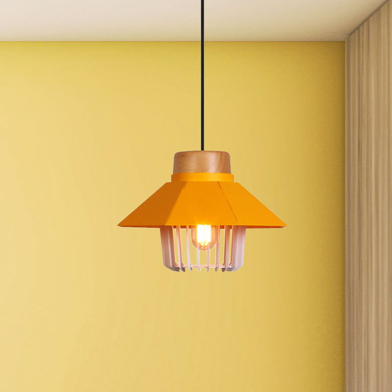 Modernism Conical Ceiling Pendant with Cage Shade 1 Light Metallic Pendant Lighting in Black/Blue for Bedroom Clearhalo 'Art Deco Pendants' 'Black' 'Cast Iron' 'Ceiling Lights' 'Ceramic' 'Crystal' 'Industrial Pendants' 'Industrial' 'Metal' 'Middle Century Pendants' 'Pendant Lights' 'Pendants' 'Rustic Pendants' 'Tiffany' Lighting' 1135958