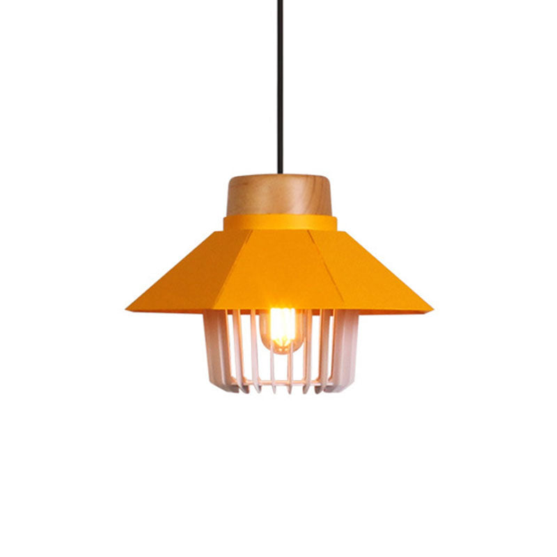 Modernism Conical Ceiling Pendant with Cage Shade 1 Light Metallic Pendant Lighting in Black/Blue for Bedroom Clearhalo 'Art Deco Pendants' 'Black' 'Cast Iron' 'Ceiling Lights' 'Ceramic' 'Crystal' 'Industrial Pendants' 'Industrial' 'Metal' 'Middle Century Pendants' 'Pendant Lights' 'Pendants' 'Rustic Pendants' 'Tiffany' Lighting' 1135960