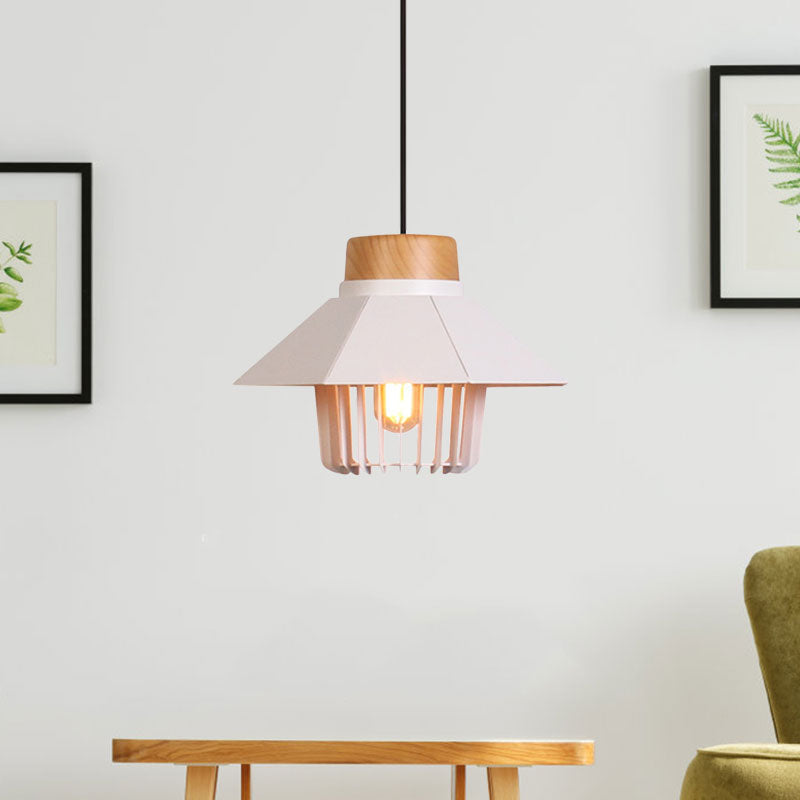 Modernism Conical Ceiling Pendant with Cage Shade 1 Light Metallic Pendant Lighting in Black/Blue for Bedroom Clearhalo 'Art Deco Pendants' 'Black' 'Cast Iron' 'Ceiling Lights' 'Ceramic' 'Crystal' 'Industrial Pendants' 'Industrial' 'Metal' 'Middle Century Pendants' 'Pendant Lights' 'Pendants' 'Rustic Pendants' 'Tiffany' Lighting' 1135962