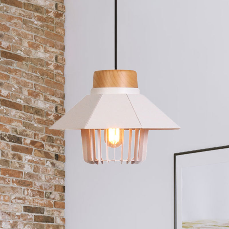 Modernism Conical Ceiling Pendant with Cage Shade 1 Light Metallic Pendant Lighting in Black/Blue for Bedroom Clearhalo 'Art Deco Pendants' 'Black' 'Cast Iron' 'Ceiling Lights' 'Ceramic' 'Crystal' 'Industrial Pendants' 'Industrial' 'Metal' 'Middle Century Pendants' 'Pendant Lights' 'Pendants' 'Rustic Pendants' 'Tiffany' Lighting' 1135963