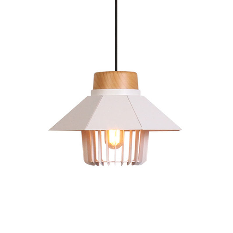 Modernism Conical Ceiling Pendant with Cage Shade 1 Light Metallic Pendant Lighting in Black/Blue for Bedroom Clearhalo 'Art Deco Pendants' 'Black' 'Cast Iron' 'Ceiling Lights' 'Ceramic' 'Crystal' 'Industrial Pendants' 'Industrial' 'Metal' 'Middle Century Pendants' 'Pendant Lights' 'Pendants' 'Rustic Pendants' 'Tiffany' Lighting' 1135964