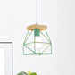 Macaron Geometric Pendant Light Fixture with Cage Shade 1 Light Metal Pendant Lighting in Black/Blue for Bedroom Green Clearhalo 'Ceiling Lights' 'Modern Pendants' 'Modern' 'Pendant Lights' 'Pendants' Lighting' 1135986