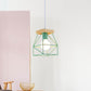 Macaron Geometric Pendant Light Fixture with Cage Shade 1 Light Metal Pendant Lighting in Black/Blue for Bedroom Clearhalo 'Ceiling Lights' 'Modern Pendants' 'Modern' 'Pendant Lights' 'Pendants' Lighting' 1135987