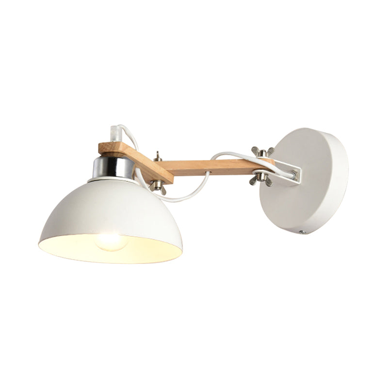 Black/White Dome Shade Wall Mount Fixture Nordic Style Metal 1 Light Corridor Sconce Lighting Fixture Clearhalo 'Art deco wall lights' 'Cast Iron' 'Glass' 'Industrial wall lights' 'Industrial' 'Middle century wall lights' 'Modern' 'Rustic wall lights' 'Tiffany' 'Traditional wall lights' 'Wall Lamps & Sconces' 'Wall Lights' Lighting' 1136027