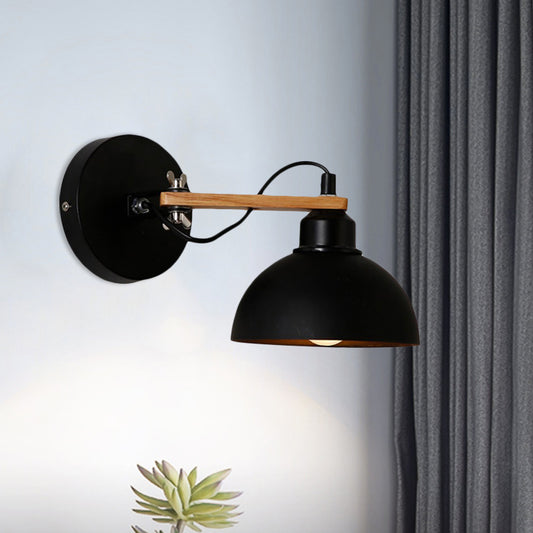 Black/White Dome Shade Wall Mount Fixture Nordic Style Metal 1 Light Corridor Sconce Lighting Fixture Black Clearhalo 'Art deco wall lights' 'Cast Iron' 'Glass' 'Industrial wall lights' 'Industrial' 'Middle century wall lights' 'Modern' 'Rustic wall lights' 'Tiffany' 'Traditional wall lights' 'Wall Lamps & Sconces' 'Wall Lights' Lighting' 1136029