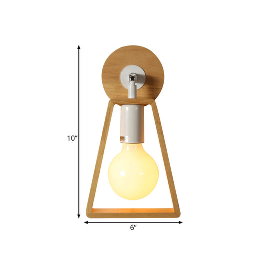 1 Head Rotatable Trapezoid Wall Light Sconce Modernist Style Beige Wood Wall Lamp for Bedroom Clearhalo 'Industrial wall lights' 'Industrial' 'Middle century wall lights' 'Rustic wall lights' 'Tiffany' 'Wall Lamps & Sconces' 'Wall Lights' Lighting' 1136037