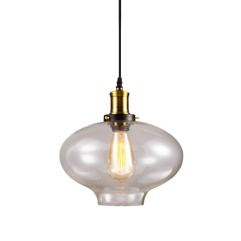 7.5" /11" Wide Globe Pendant Light Industrial 1 Light Clear Glass Hanging Lamp in Brass Clearhalo 'Ceiling Lights' 'Glass shade' 'Glass' 'Industrial Pendants' 'Industrial' 'Middle Century Pendants' 'Pendant Lights' 'Pendants' 'Tiffany' Lighting' 1136058
