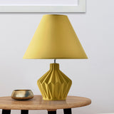 Ceramics Yellow Nightstand Light Origami Diamond 1 Bulb Country Style Table Lamp with Cone Shade Clearhalo 'Lamps' 'Table Lamps' Lighting' 1136121
