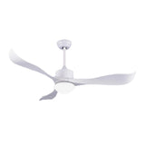52" W 3 Twisted Blades Fan Lamp Minimalist Metal White LED Semi Flush Ceiling Light with Milk Glass Shade Clearhalo 'Ceiling Fans with Lights' 'Ceiling Fans' 'Modern Ceiling Fans' 'Modern' Lighting' 1136163