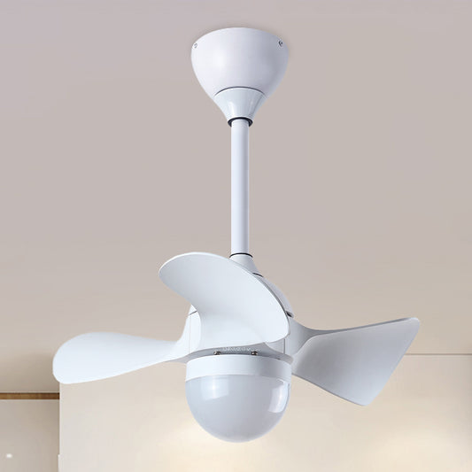 Modern Dome Shade Fan Light Fixture Acrylic Bedroom LED Semi Flush Mount with 3 Short Blades in White/Coffee, 23" W White Clearhalo 'Ceiling Fans with Lights' 'Ceiling Fans' 'Modern Ceiling Fans' 'Modern' Lighting' 1136165