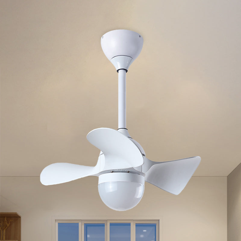 Modern Dome Shade Fan Light Fixture Acrylic Bedroom LED Semi Flush Mount with 3 Short Blades in White/Coffee, 23" W Clearhalo 'Ceiling Fans with Lights' 'Ceiling Fans' 'Modern Ceiling Fans' 'Modern' Lighting' 1136166