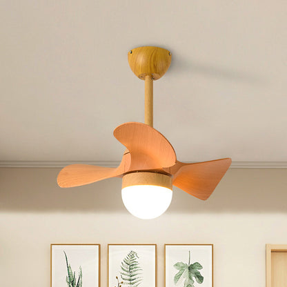 Orange Small Semi Flush Ceiling Fan Macaron Wood 23" Wide LED Flush Mount Lamp, 3 Blades Wood Clearhalo 'Ceiling Fans with Lights' 'Ceiling Fans' 'Modern Ceiling Fans' 'Modern' Lighting' 1136177