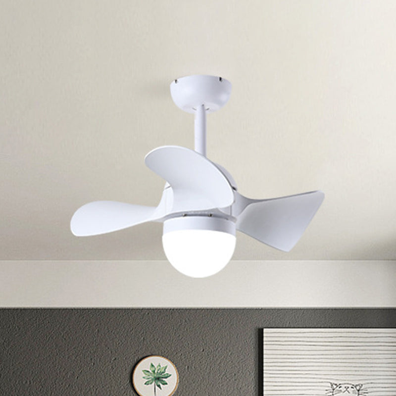 Dome Dining Room LED Ceiling Fan Acrylic 3 Blades Nordic Semi Mount Lighting in White, 23" Width White Clearhalo 'Ceiling Fans with Lights' 'Ceiling Fans' 'Modern Ceiling Fans' 'Modern' Lighting' 1136181