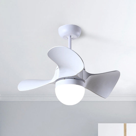 Dome Dining Room LED Ceiling Fan Acrylic 3 Blades Nordic Semi Mount Lighting in White, 23" Width Clearhalo 'Ceiling Fans with Lights' 'Ceiling Fans' 'Modern Ceiling Fans' 'Modern' Lighting' 1136182